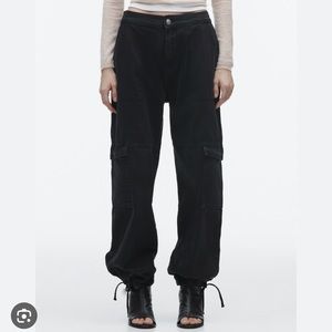 Zara High Rise Straight Leg Cargo Jeans